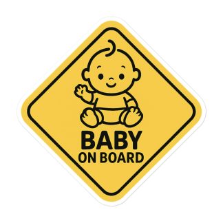 Baby on Board Sticker – Cute Diamond-Shaped Yellow Sign for Car Windows