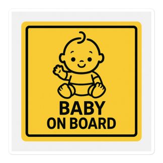 Baby on Board Sticker – Square Yellow Car Decal with Bold Design